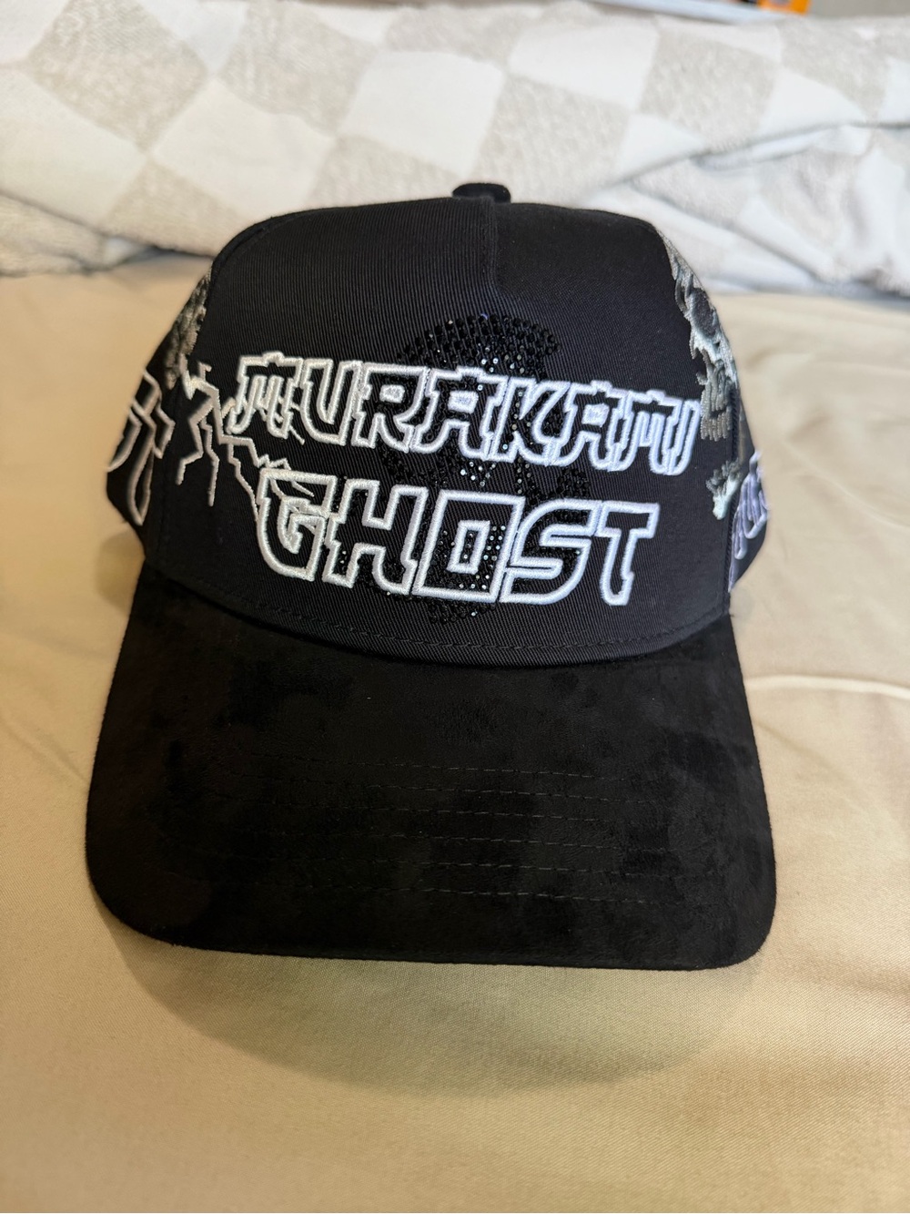 Ost Black & White "MURAKAMU GHOST" Embroidered Baseball Hat